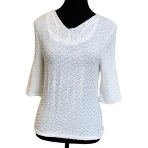 Armani Collezioni white textured half sleeves top size 10
